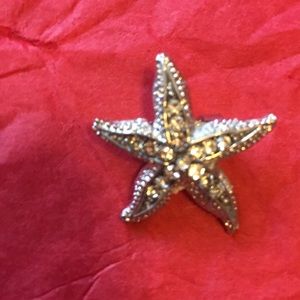 Jeweled silver starfish brooch
